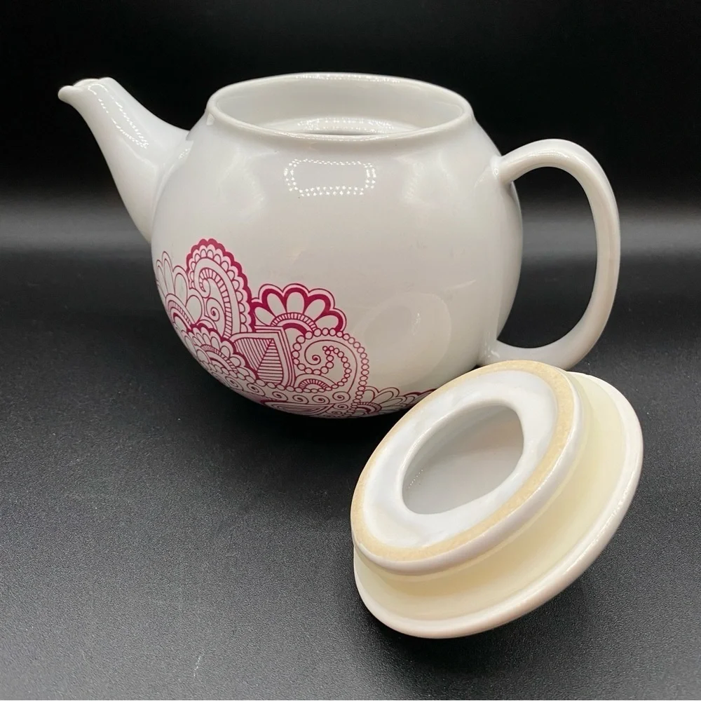 David’s Tea Round Tea Pot with Red Mandala